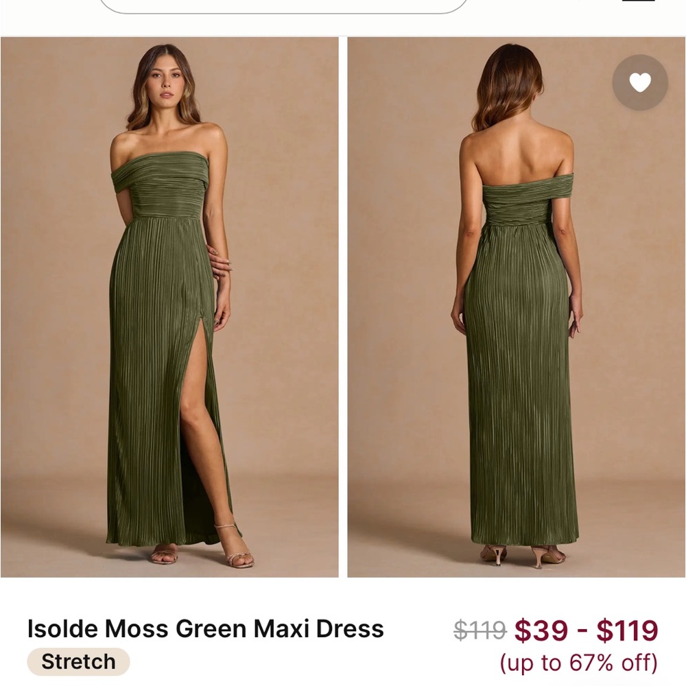 Lulus Poised Performance Olive Green Plisse One - Shoulder Maxi Dress Size M NWT
